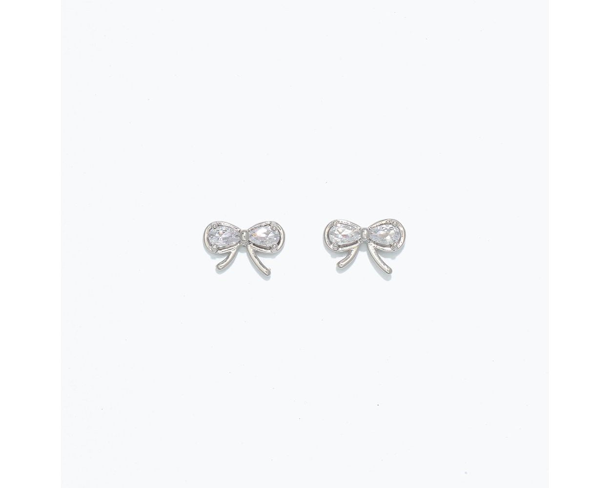 Silver Bows With Crystals