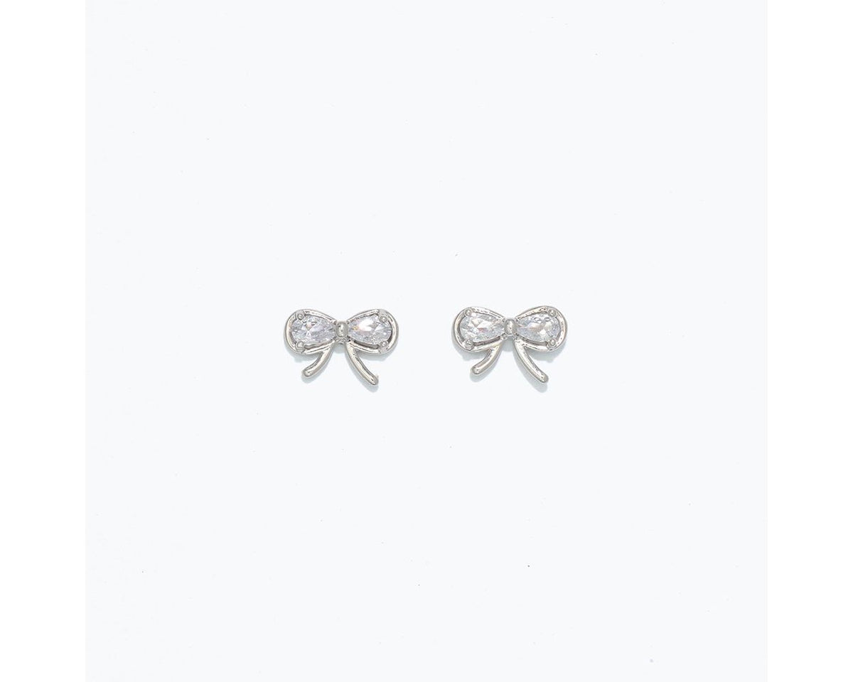 Silver Bows With Crystals