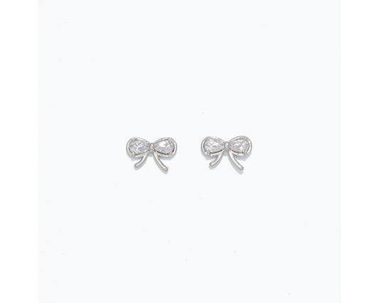 Silver Bows With Crystals