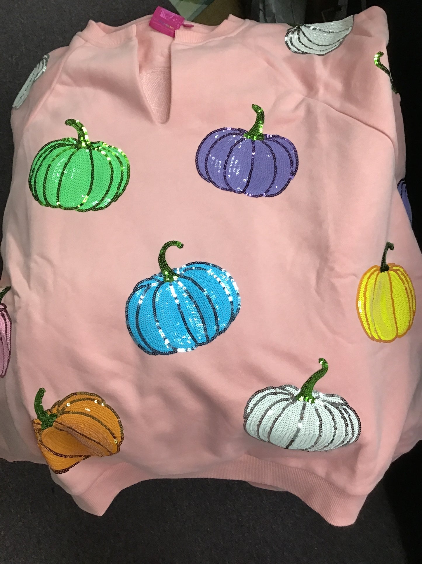 Queen of Sparkles Light Pink Multi Pumpkin Sweatshirt