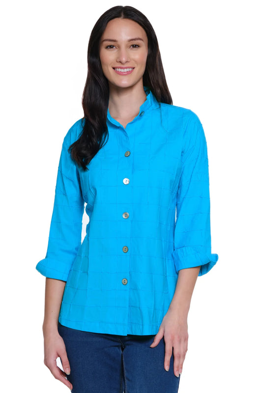 Woven Textured Buttoned Top