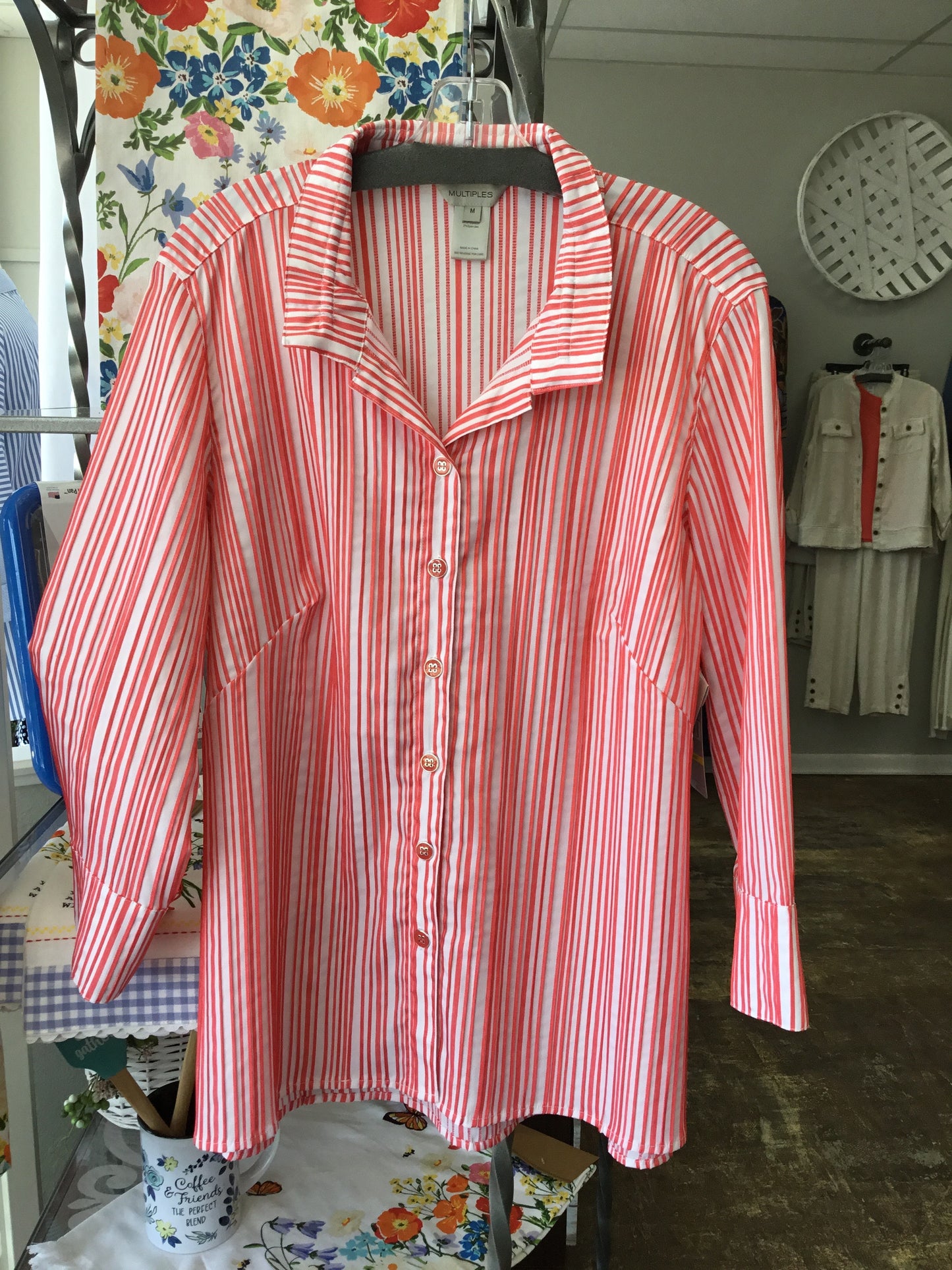 Multiples Striped Button Down