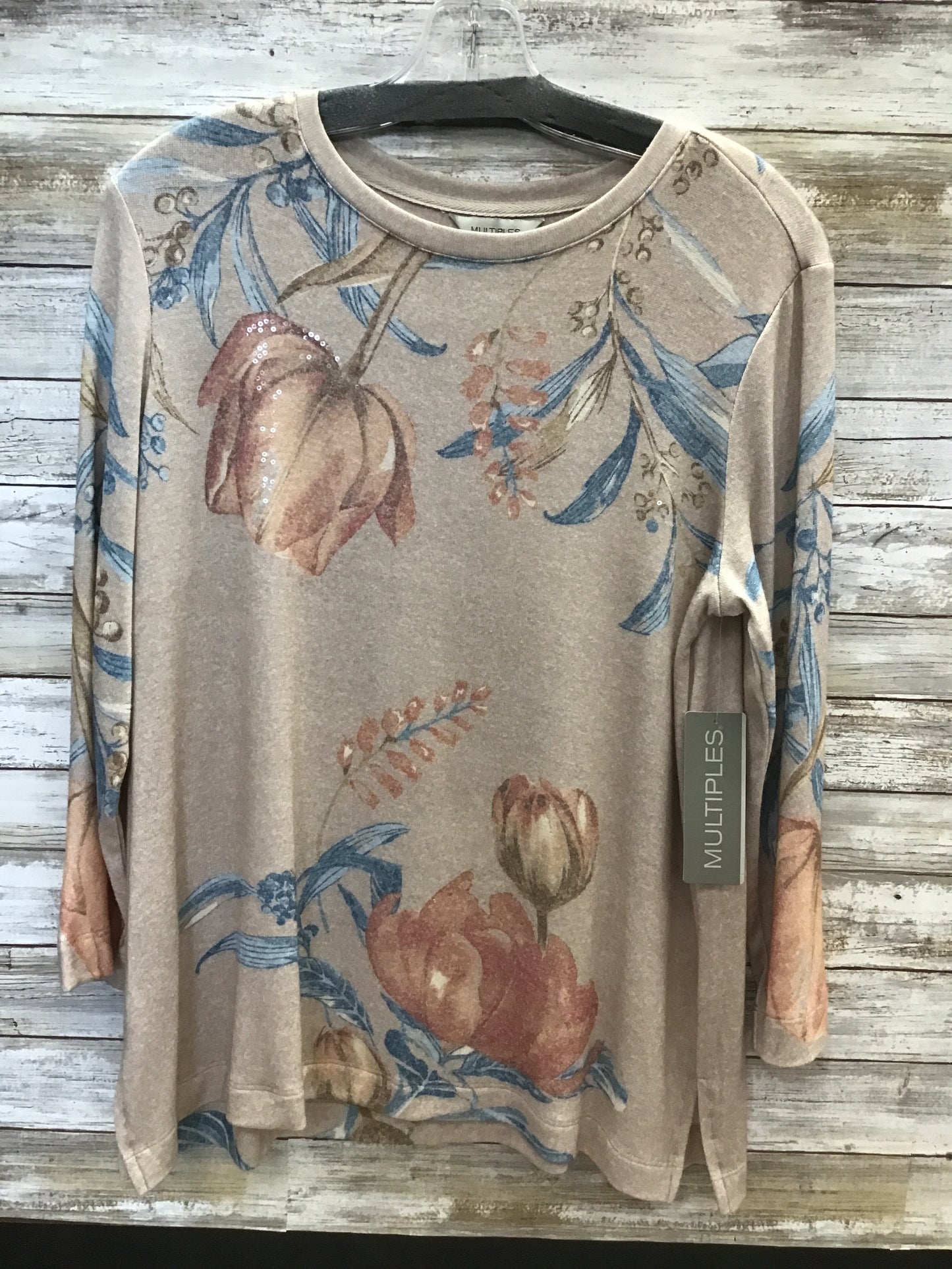 3/4 Sleeve Scoop Neck Embellished Top