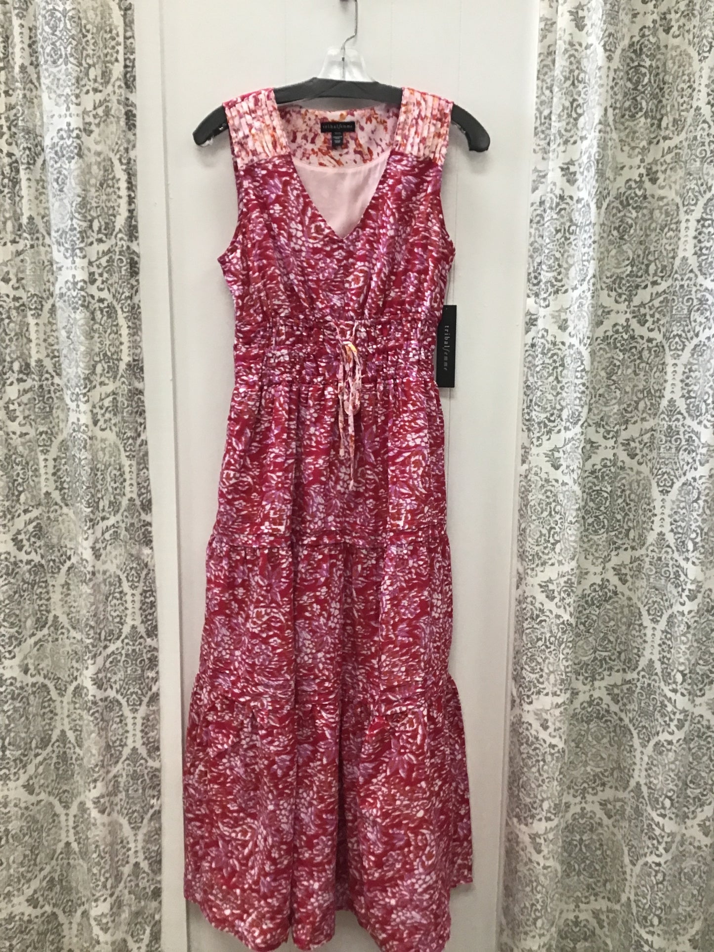 Lined Maxi Dress With Waist Drawstring
