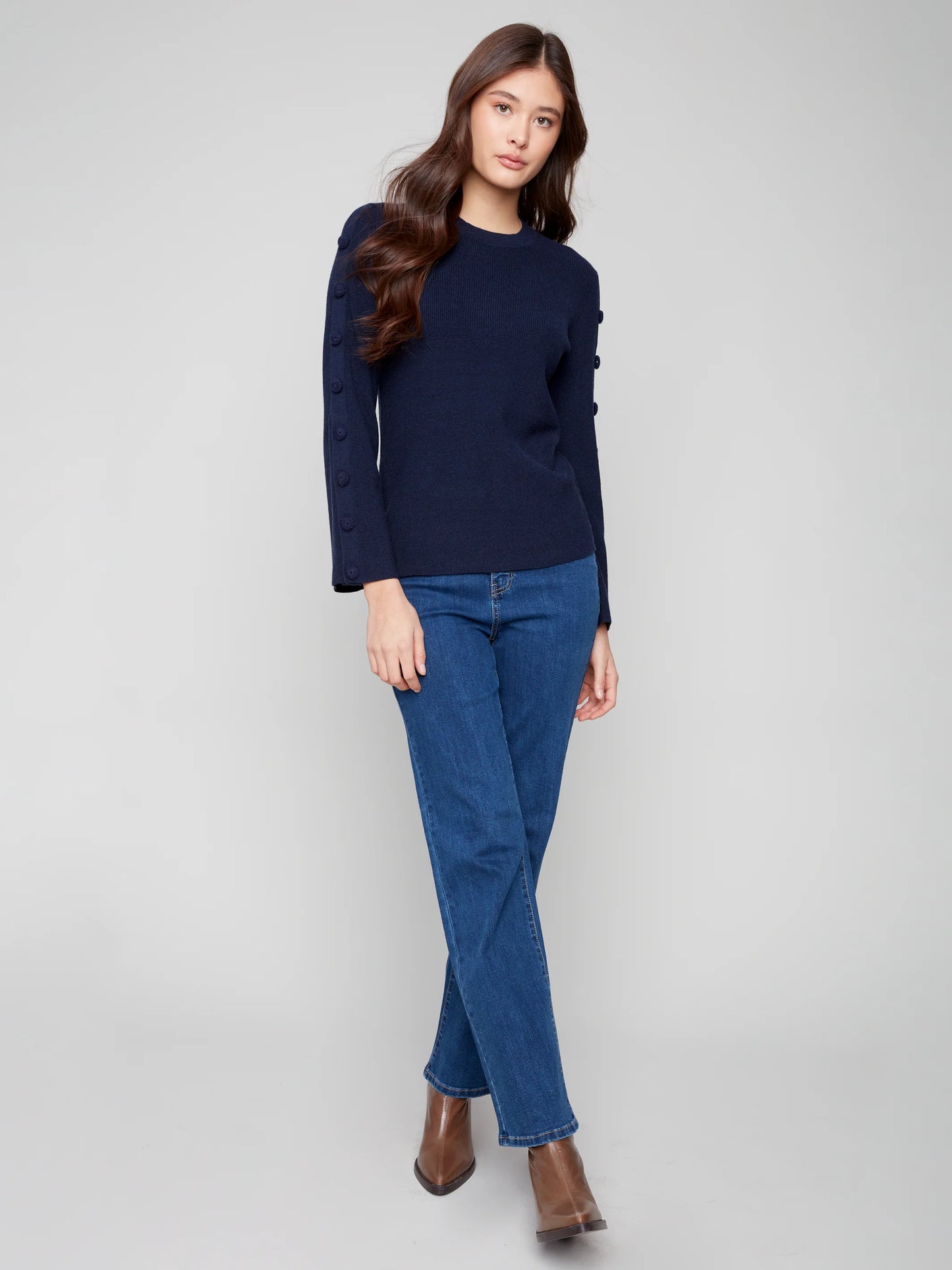 Ribbed Sweater With Buttons