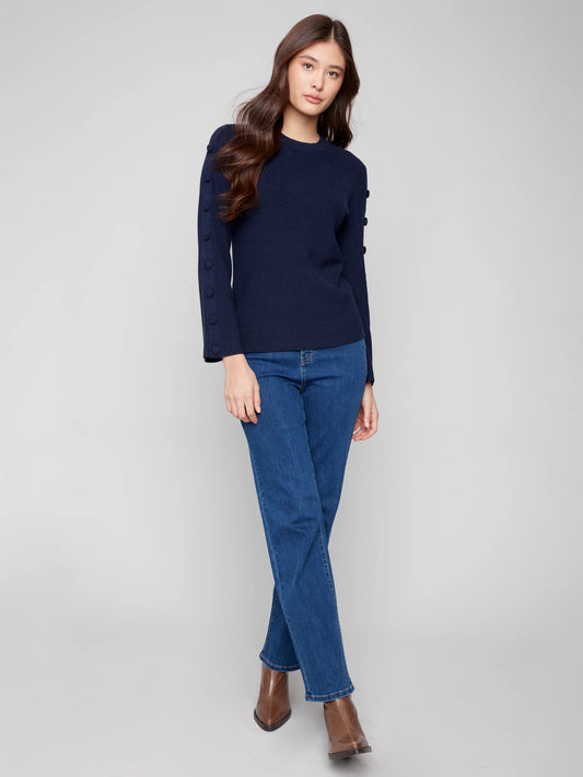 Ribbed Sweater With Buttons