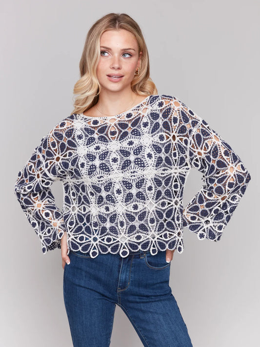 3/4 Sleeve Crochet Top