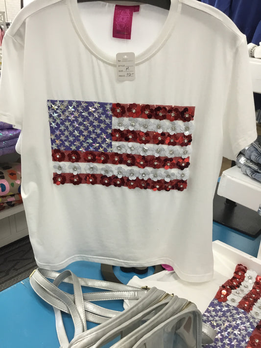 Queen of Sparkles American Flag Tee