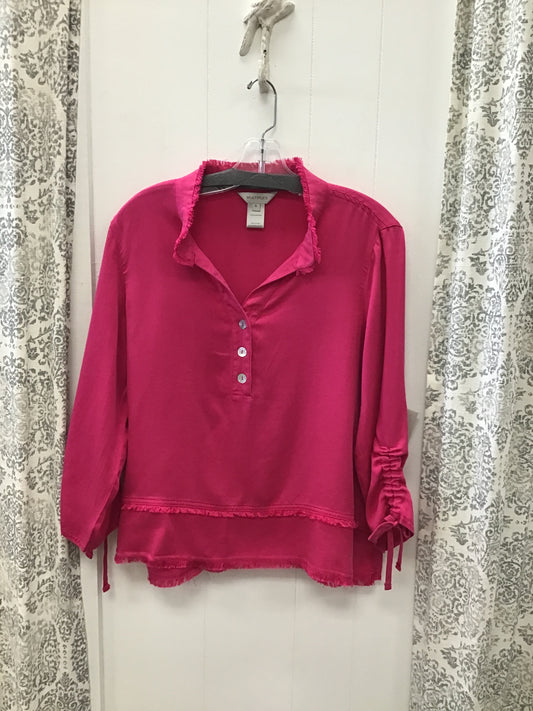 3/4 Drawstring Sleeve Band Collar Top