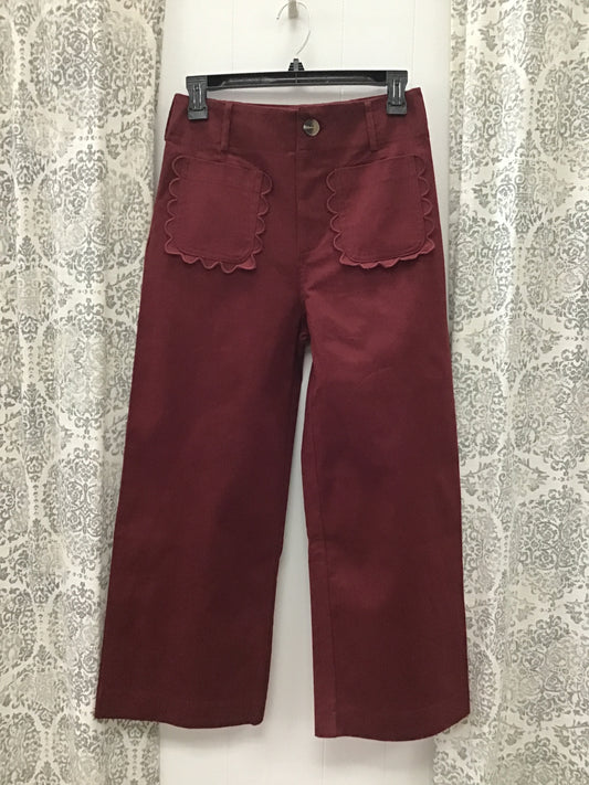 Cropped Scallop Pocket Detail Wide-Leg Pants