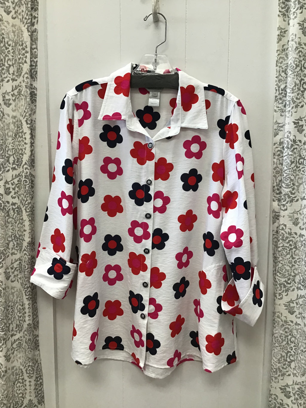 3/4 Sleeve Turn Up Cuff Shirt