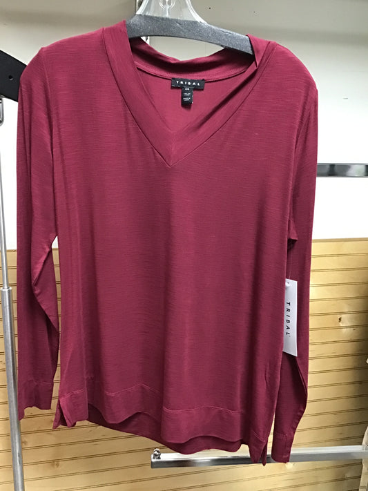 Tribal Bordeaux V-Neck Top