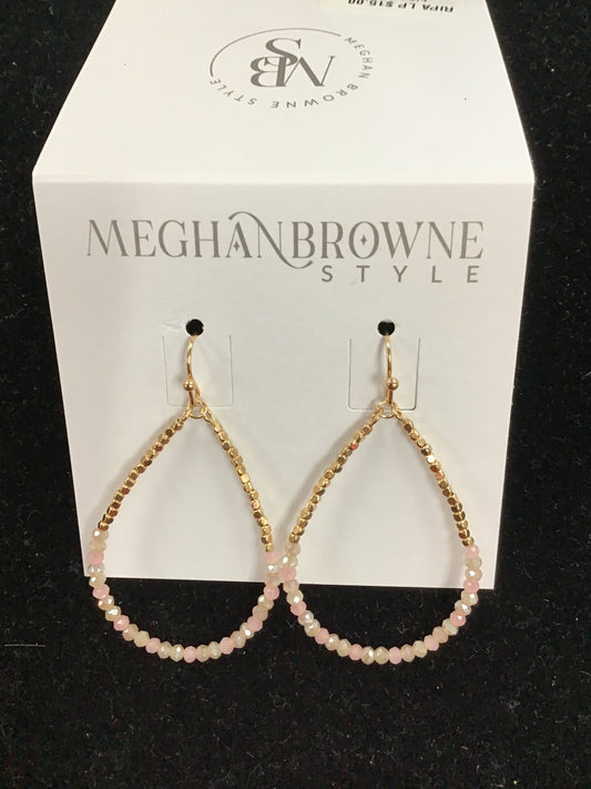Pink & Gold Beaded Teardrop Earrings