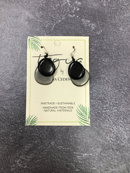 Tagua Charcoal Black Fiesta Earrings