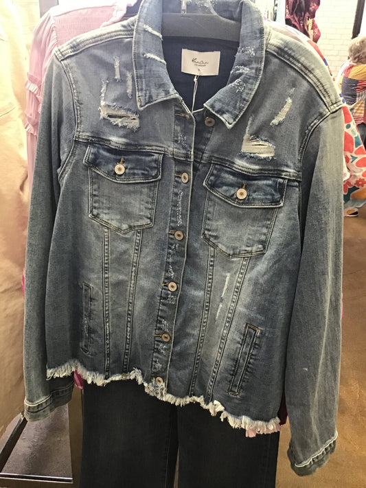 KanCan Distressed Denim Jacket