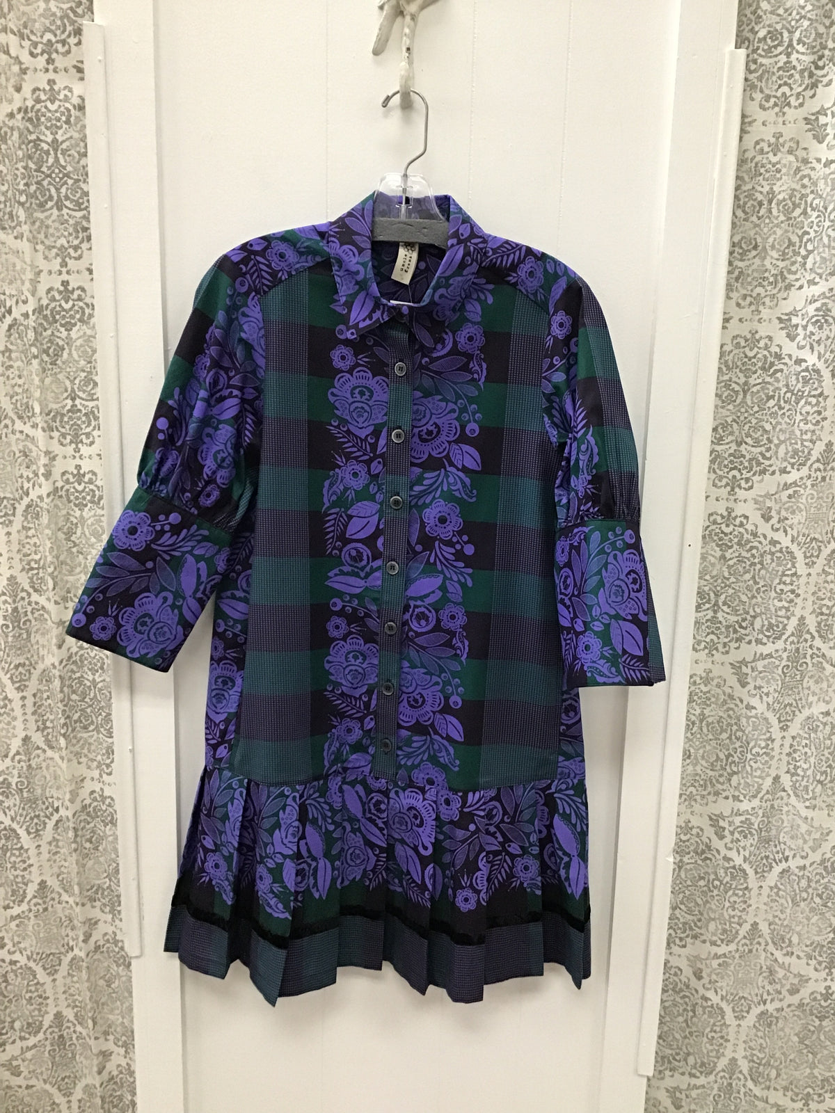Pleated Skirt Drop Waist Dress