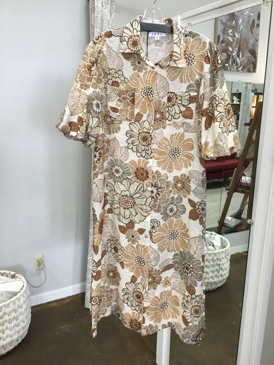 THML Long Floral Brown & Tan Dress