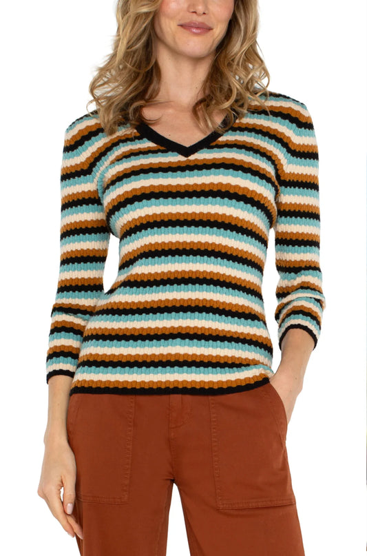 3/4 Sleeve V-Neck Sweater