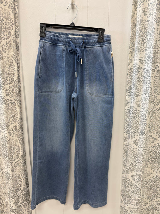 Knit Denim Wide Leg Bleu Moyen