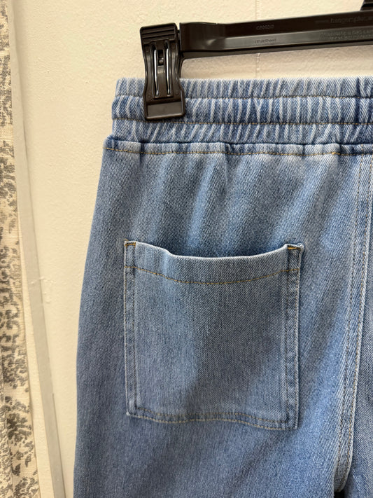 Knit Denim Wide Leg Bleu Moyen