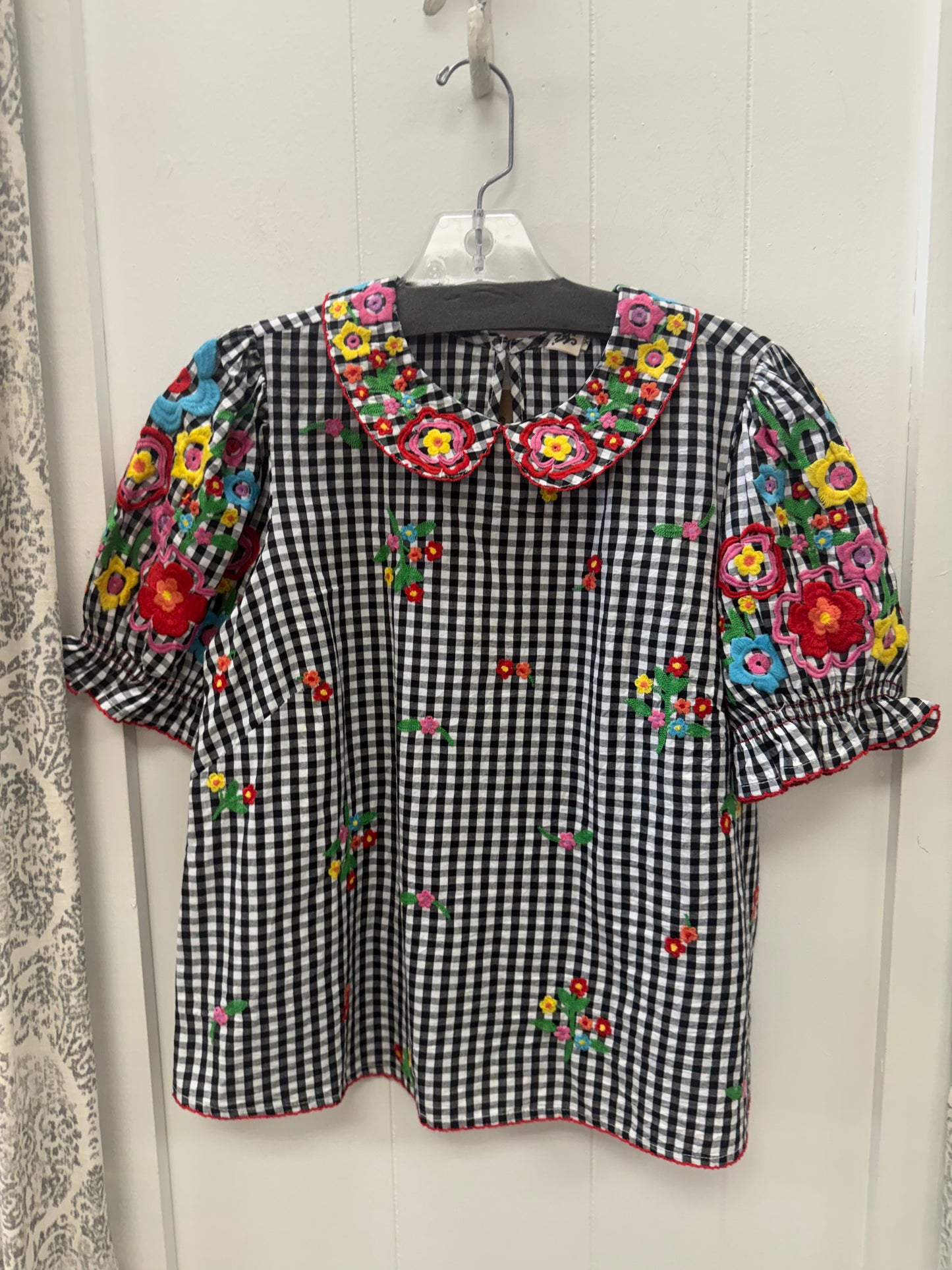 Checkered Floral Top