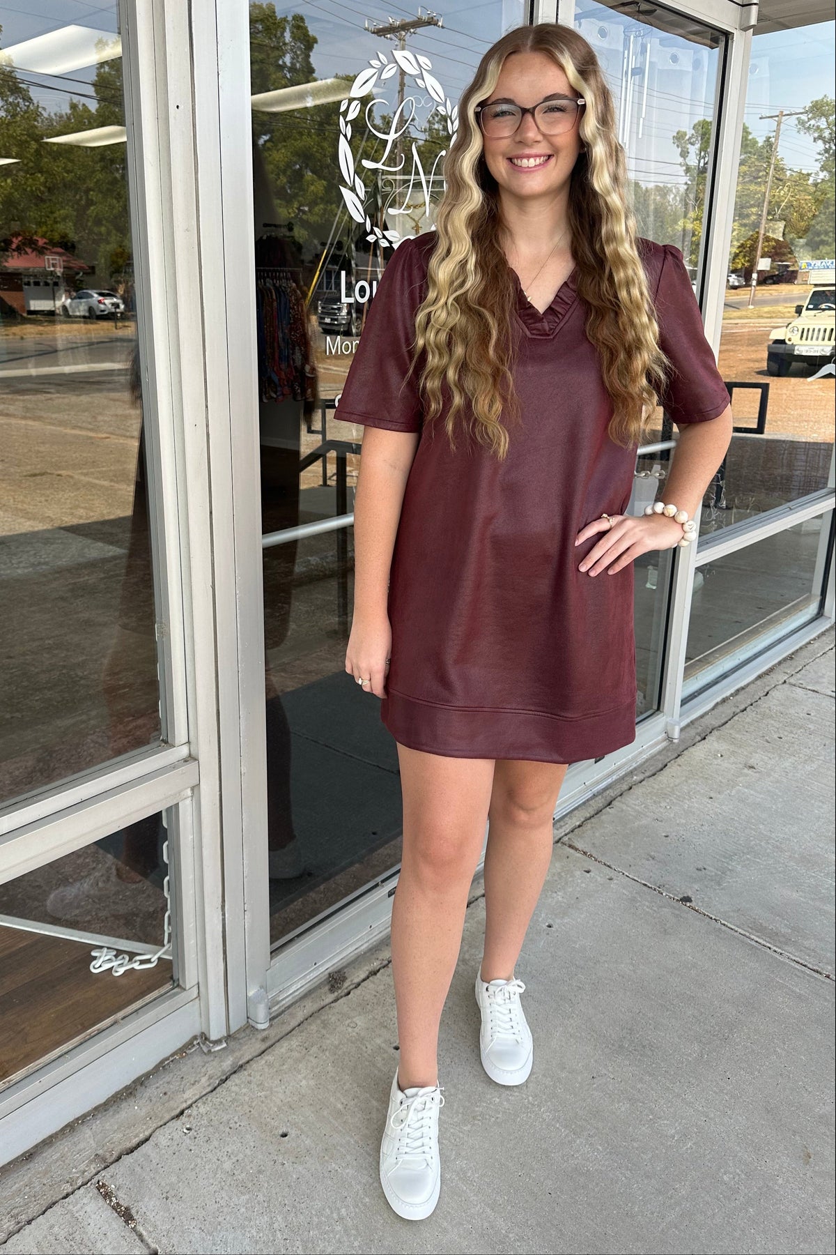 Faux Leather Shift Dress