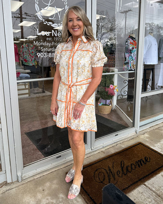 Floral Print Eyelet Dress