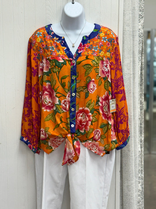 Button Down Tie Front Top