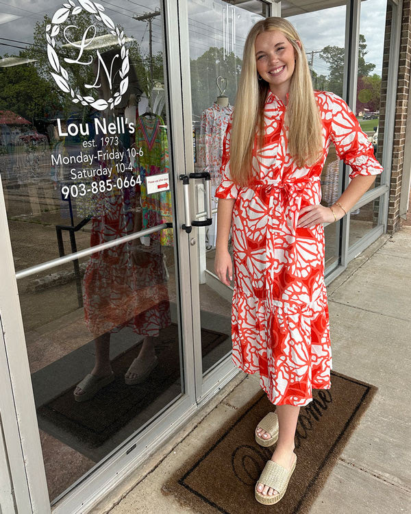 Long Orange/White Dress