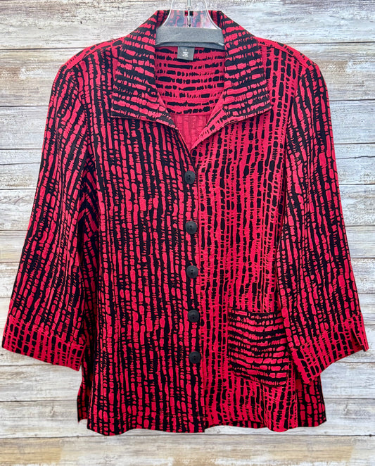 Red & Black Woven Top