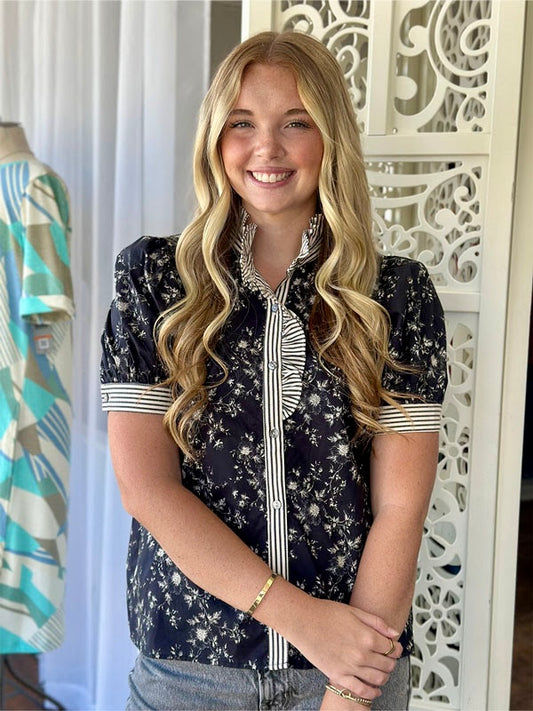 Floral & Stripe Bubble Top