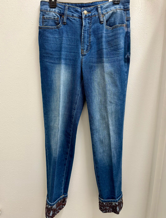Cuffed Ankle Jean With Sequin Trim