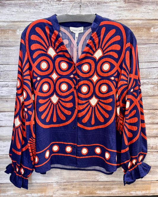 Geometric Print Long Sleeve Top