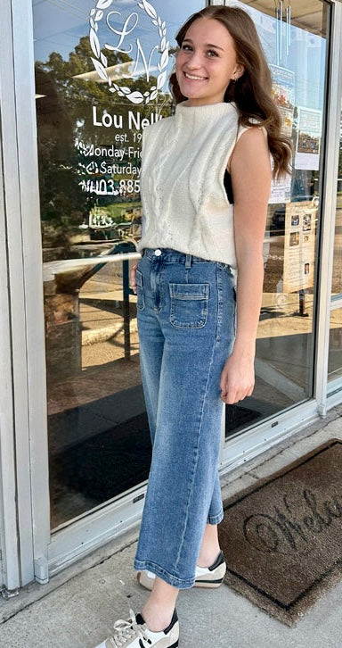 Sleeveless Crew-Neck Sweater