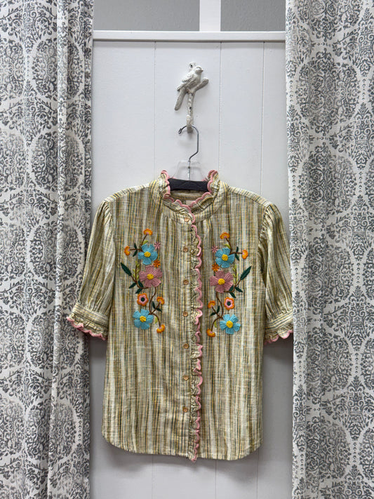 Ribbon Embroidery Blouse