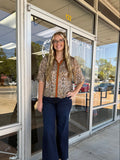 Leopard Print Metallic Top