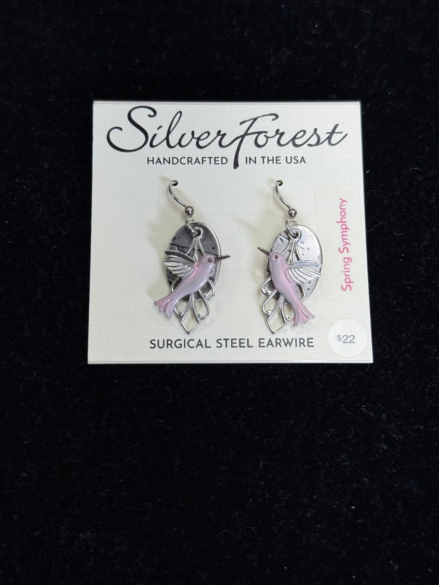 Pink Hummingbird Earring