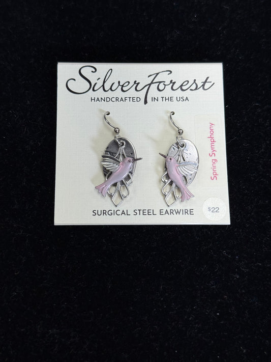 Pink Hummingbird Earring