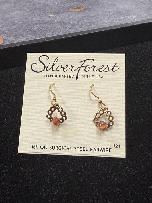 Dangle Gold Earring with Pop of color