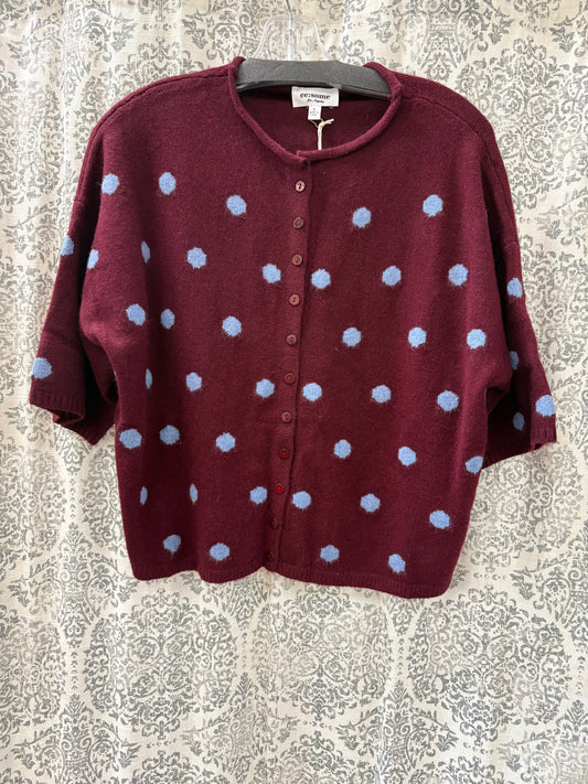 Polka Dot Short Sleeve Knit Cardigan