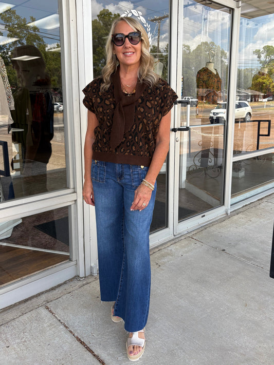 Meg High Rise FRT Patch Pockets Wide Leg Raw Hem
