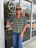 Striped Denim Sleeve Tweed Top