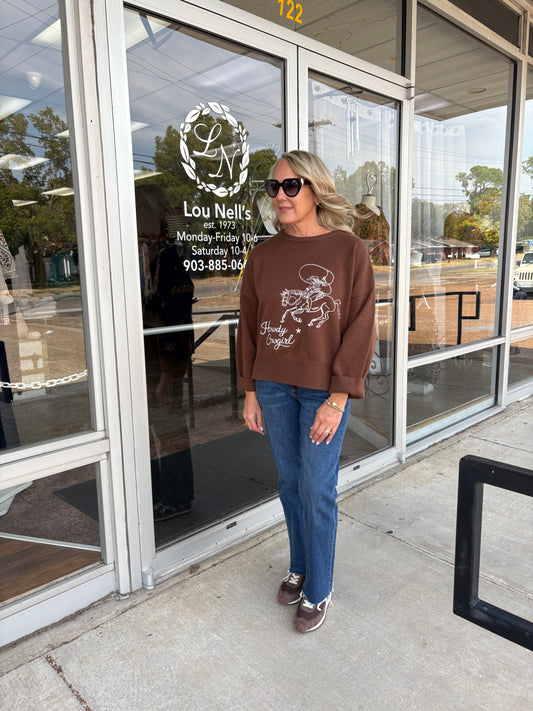 Howdy Cowgirl Graphic Sweater