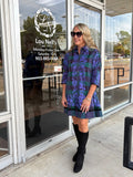Pleated Skirt Drop Waist Dress