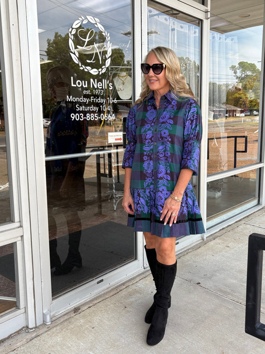 Pleated Skirt Drop Waist Dress