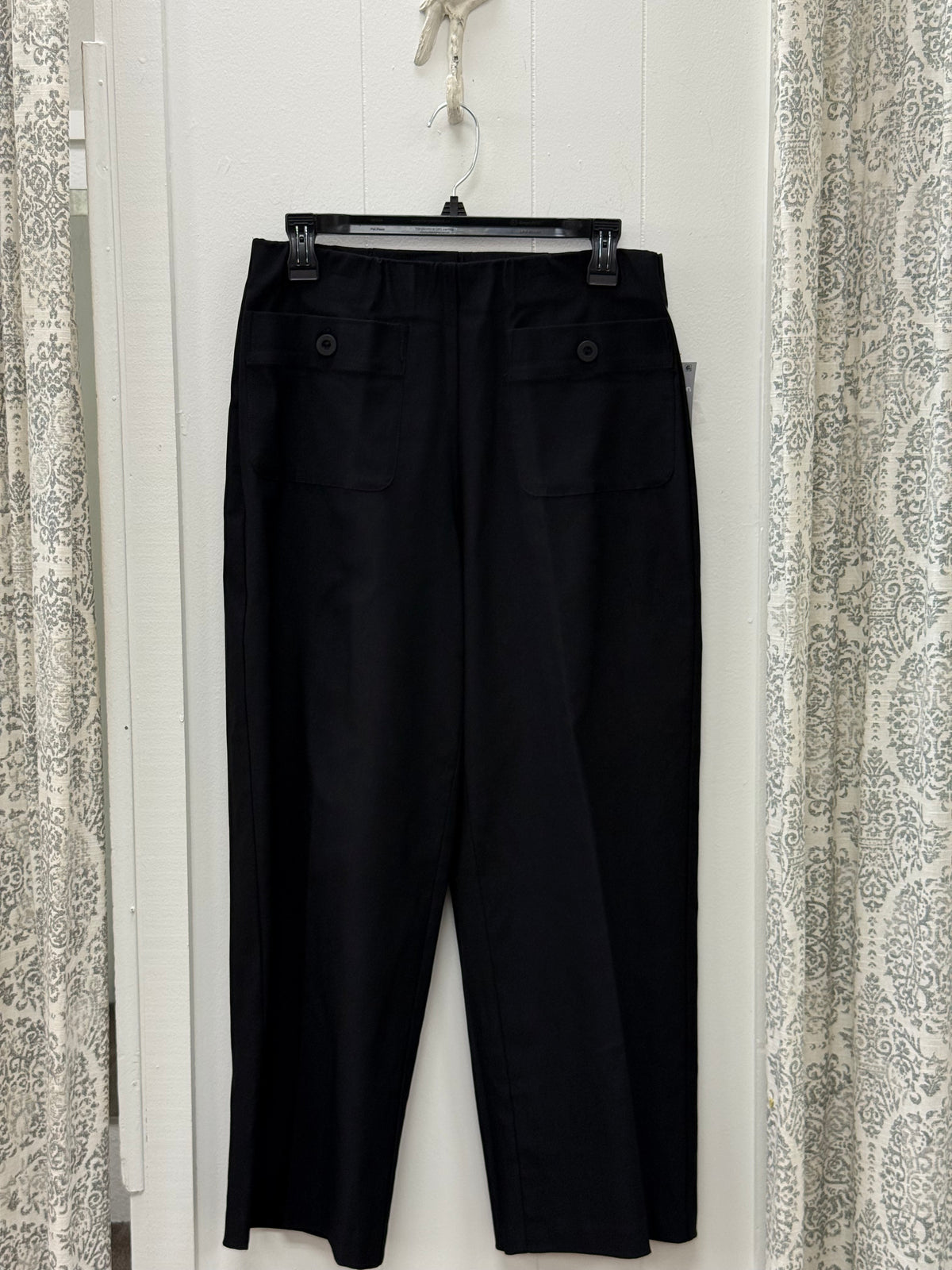 Elastic Patch Pocket Pull On Wide Leg Woven Crop Pant