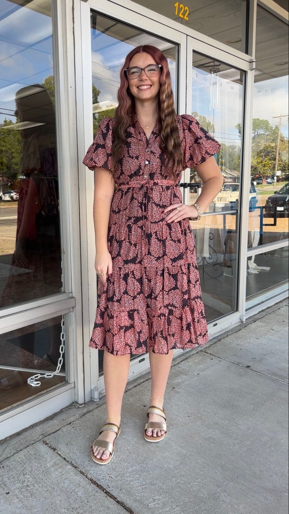 Floral Button Down Tiered Dress