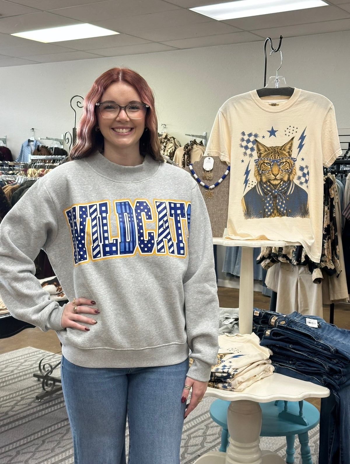 Wildcat Graphic Mock Neck Sweatshirt