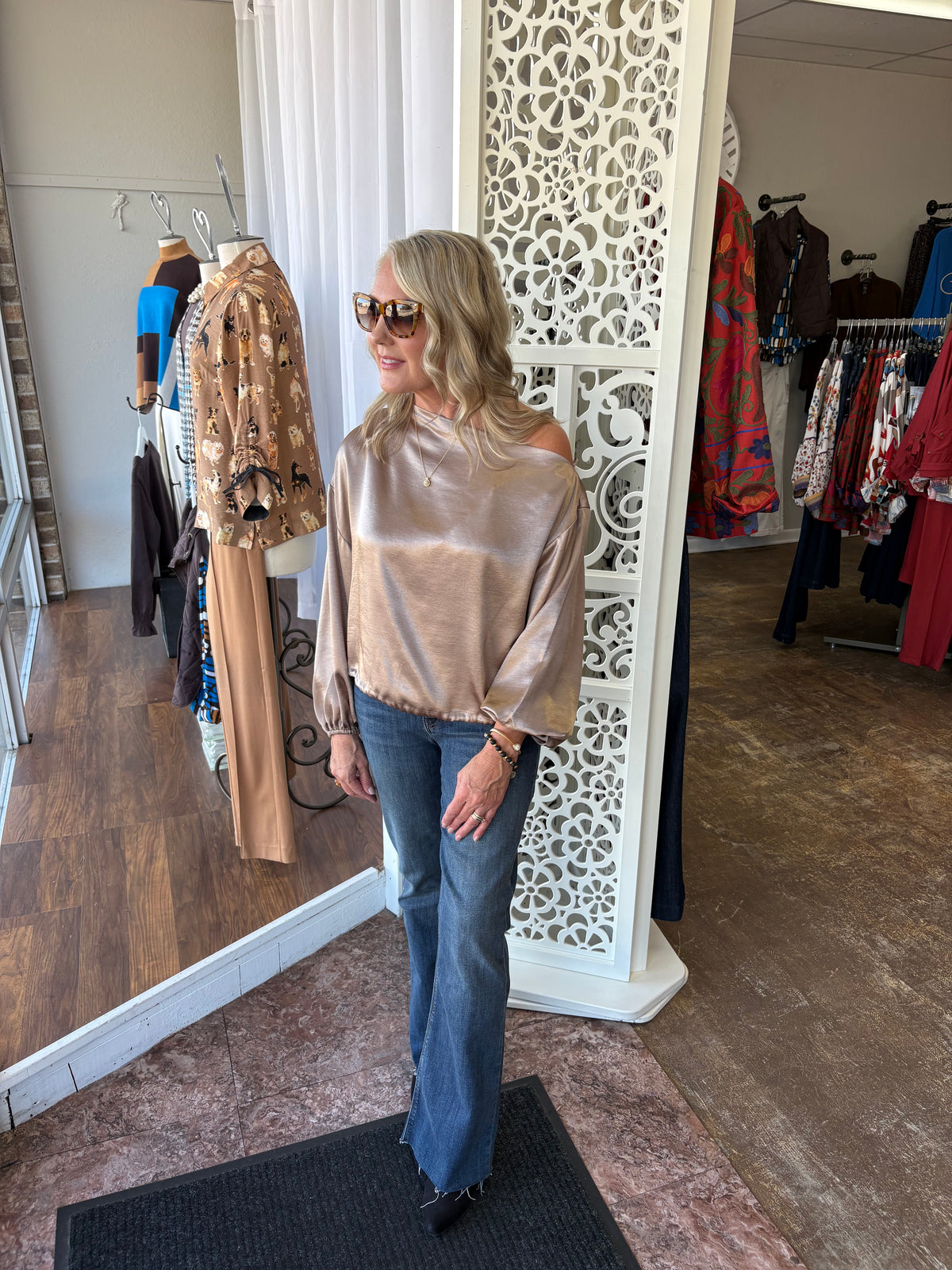 One Shoulder Woven Top w/ Ties