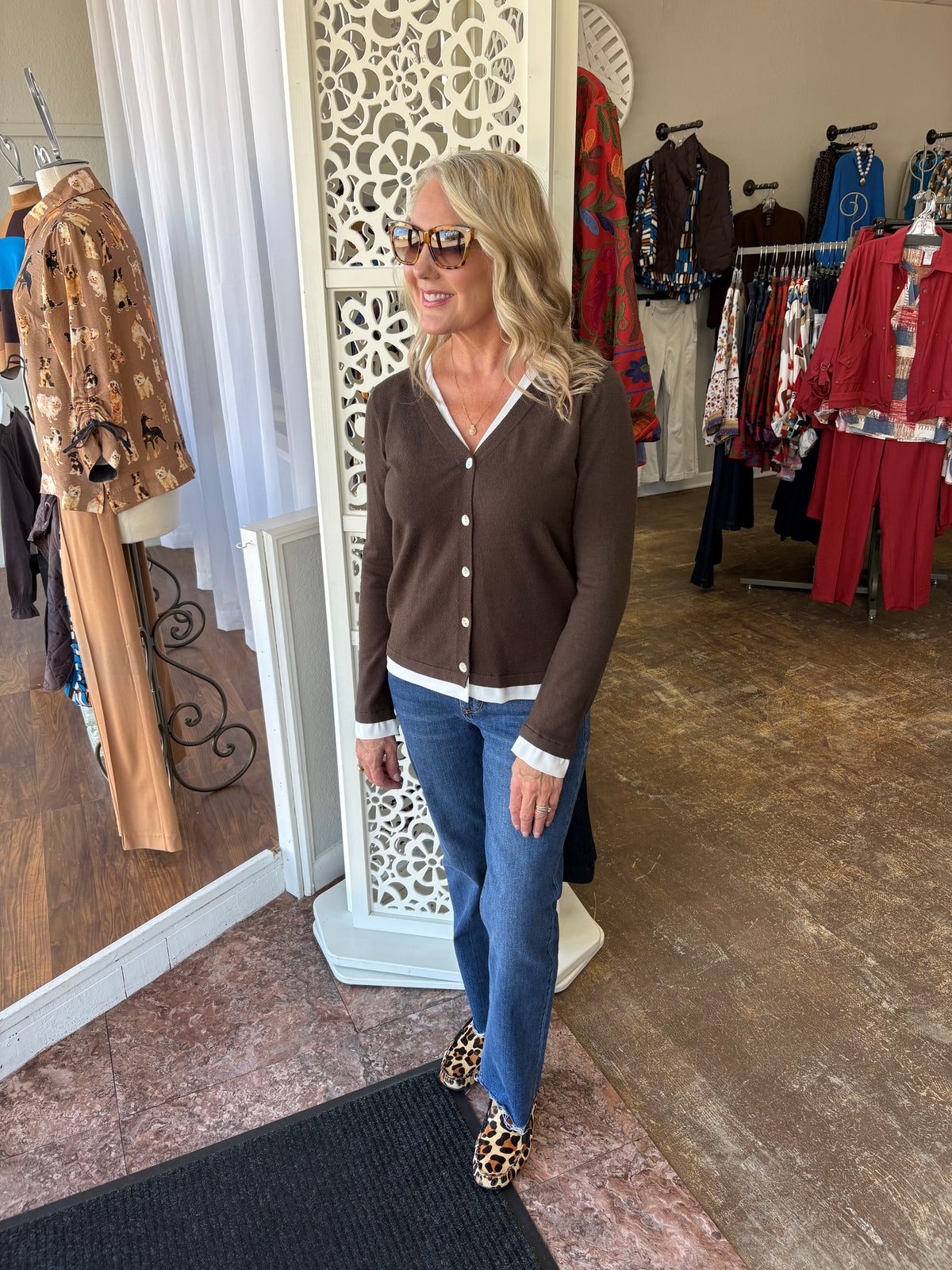 Button Down Woven Combo Top